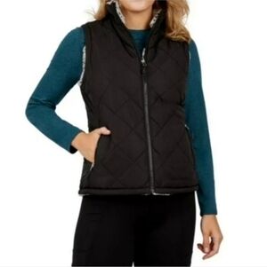 Free Country Women Reversible Vest Size Small Black&Gray NWT